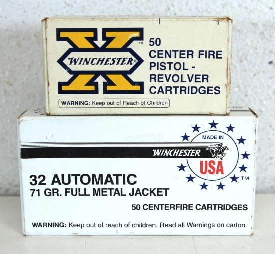 Full Box Winchester .32 Automatic 71 gr. FMJ and Partial Box 26 Winchester .32 Auto 71 gr. FMC
