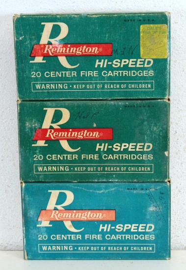 3 Full Vintage Boxes Remington 6 mm Remington 80 gr. PSP Cartridges Ammunition...