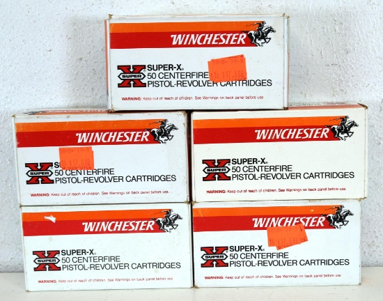 5 Full Boxes Winchester .357 Mag. Cartridges Ammunition - 4 158 gr., 1 110 gr....