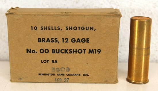 Full Military Box 10 Remington 12 Ga. All Brass No. 00 Buckshot M19 Shotshells Ammunition...