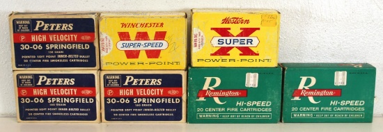 3 Full Vintage Boxes Peters High Velocity .30-06 Spfd 180 gr. PSP and 2 Full Vintage Boxes Remington