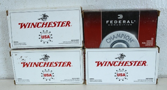 4 Full Boxes .40 S&W 180 gr. FMJ Cartridges Ammunition - 3 Winchester, 1 Federal...