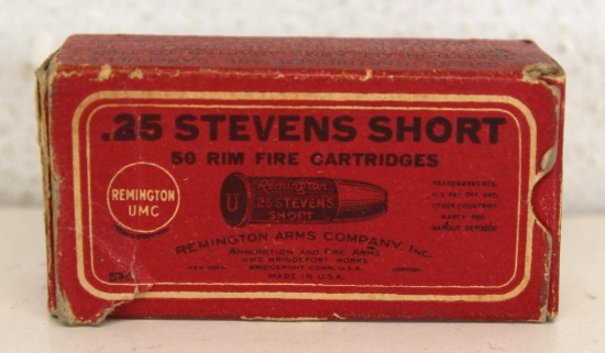 Partial Vintage Box 23 Remington UMC .25 Stevens Short Rimfire Cartridges Ammunition...