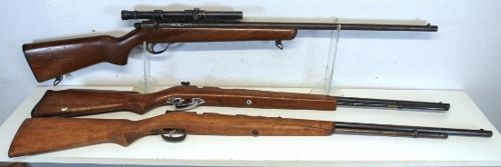 3 .22 S,L,LR Single Shot Bolt Action Rifles Remington 514 w/Weaver B4 Scope, Broken Bolt... SN#NSN