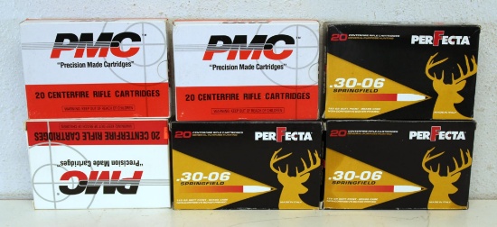 3 Full Boxes Perfecta .30-06 Spfd 150 gr. SP and 3 Full Boxes PMC .30-06 Spfd...Cartridges Ammunitio