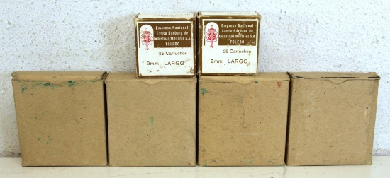 4 Full Plain Boxes of 50 9 mm Luger and 2 Full Boxes 25 9 mm Largo Cartridges Ammunition...