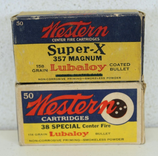 2 Full Vintage Boxes Western .357 Mag and .38 Spl. Cartridges Ammunition...