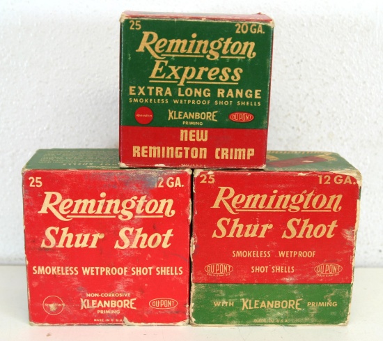 2 Full Vintage Boxes Remington Shur Shot 12 Ga. - 2 3/4" & 2 5/8" and Full Vintage Box Remington
