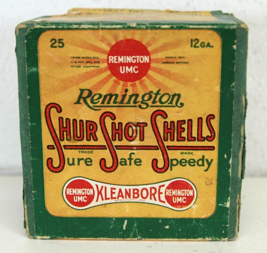 Old Vintage Two Piece Box Remington UMC Shur Shot 12 Ga. Shotgun Shells Ammunition - Box Full of