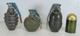 Collection of 3 Different Inert Hand Grenades and Inert Tear Gas Canister...