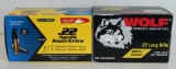 Full Brick 500 Aguila SuperExtra....22 LR SubSonic HP and Partial Brick 9 Boxes Wolf Match Target .2