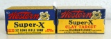 2 Full Vintage Boxes Winchester Super-X .22 LR Shot Cartridges Ammunition - 1 Box Marked Clay