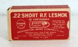 Full Vintage Box Remington UMC .22 Short Lesmok Cartridges Ammunition...