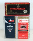 3 Different Full Boxes .17 HMR Cartridges Ammunition - Hornady V-Max, Winchester Supreme V-Max, CCI
