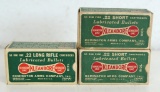 3 Full Vintage Dog Bone Boxes Remington Cartridges Ammunition - 2 .22 Short, 1 .22 LR...
