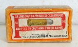 Full Vintage Mostly Sealed Two Piece Box Peters .38 Long Colt DA Cartridges Ammunition...