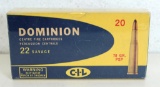 Full Vintage Box Dominion .22 Savage 70 gr. PSP Cartridges Ammunition...