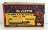 Full Vintage Winchester Bear Box .30 Army (.30-40 Krag) SilverTip 180 gr. Cartridges Ammunition...