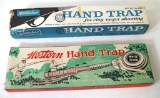 2 Vintage Hand Trap Blue Rock/Clay Target Throwers w/Original Boxes - Western and Ward's Western