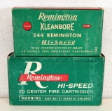 2 Different Full Vintage Boxes Remington .244 Remington 90 gr. PSP Cartridges Ammunition...