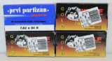 4 Full Boxes 7.62x54R Cartridges Ammunition - 3 Wolf Gold, PRVI Partizan...