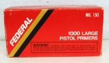 Full Box Federal No. 150 1,000 Large Pistol Primers for Reloading Ammunition...