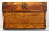Old Machinist Tool Cabinet Chest 9 Drawers and Top Storage, Complete with Key and Front Lid Cover,
