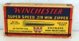 Partial Vintage Box 17 Fired Brass Winchester .219 Win. Zipper - No live rounds...