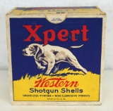 Full Vintage Box Western XPert...12 Ga. 00 Buckshot Shotgun Shells Ammunition, Marked U.S. Property.