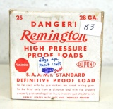 Full Vintage Sealed Two Piece Box Remington 28 Ga. High Pressure Proof Loads Shotgun Shells