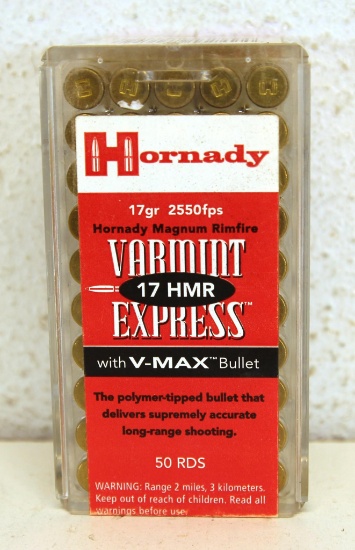 Full Box Hornady .17 HMR Varmint Express with V-Max Cartridges Ammunition...