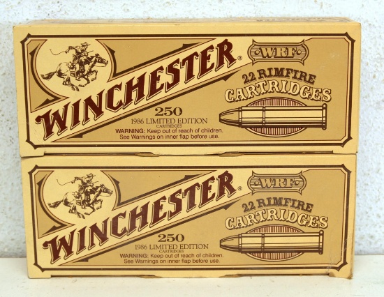 2 Full Boxes Winchester 250 Round 1986 Ltd. Ed. .22 WRF Catridges Ammunition...