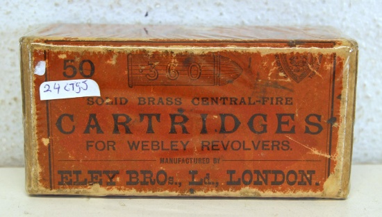 Partial Vintage Two Piece Box Eley Bros London for Webley Revolvers .360-18-125 Cartridges