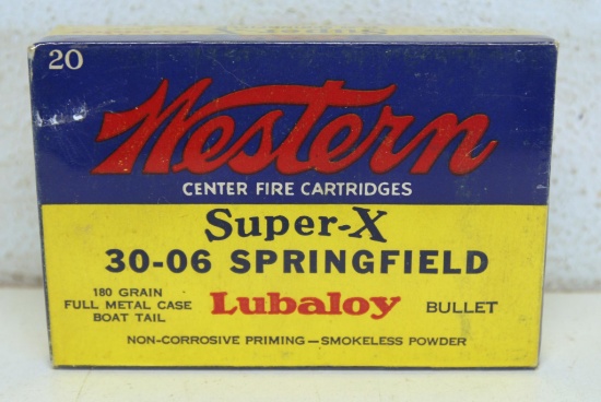 Full Vintage Box Western Super-X .30-06 Spfd 180 gr. Cartridges Ammunition...
