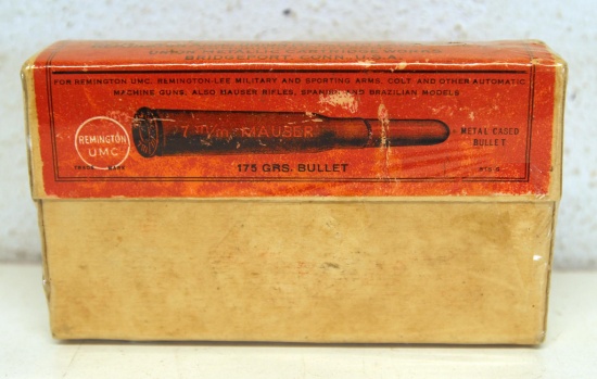 Full Vintage Two Piece Box Remington UMC 7 mm Remington & Mauser 175 gr. Cartridges Ammunition...