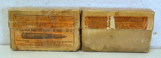 2 Full Vintage Two Piece Boxes Winchester .30 Gov't Model 1906 Cartridges Ammunition...