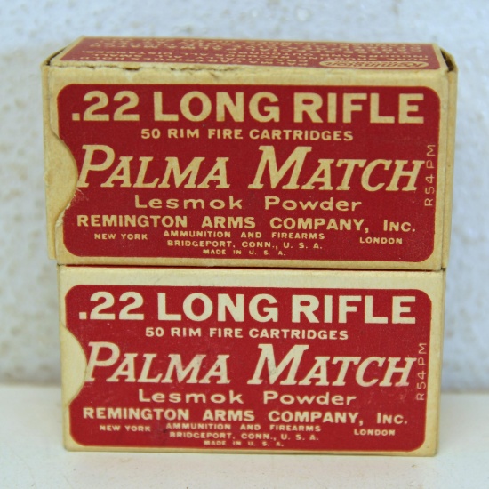 2 Full Vintage Boxes Remington Palma Match .22 LR Cartridges Ammunition...