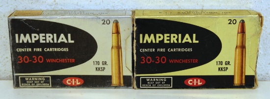 2 Full Vintage Boxes C-I-L Imperial .30-30 Win 170 gr. Cartridges Ammunition...
