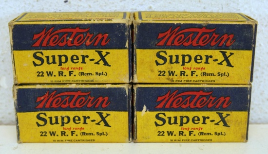 4 Full Vintage Boxes Western Super-X .22 WRF Cartridges Ammunition...