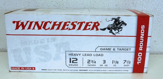 Full 100 Rd Box Winchester 12 Ga. 2 3/4" 7 1/2 Shot Game and Target Shotshells Ammunition...