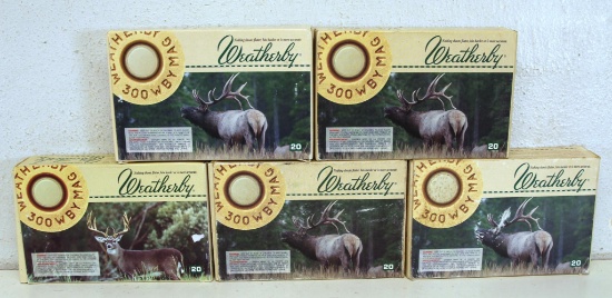 5 Full Boxes Weatherby .300 Weatherby Mag 180 gr. Ultra High Velocity Cartridges Ammunition...