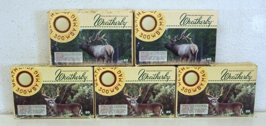 5 Full Boxes Weatherby .300 Weatherby Mag 180 gr. Ultra High Velocity Cartridges Ammunition...