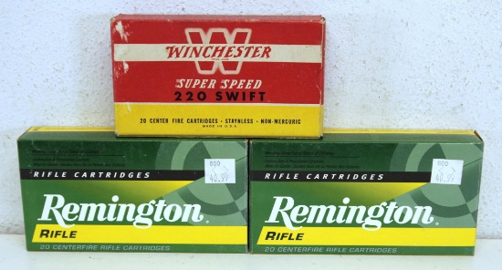 2 Full Boxes Remington .220 Swift and Vintage Full Box Winchester Super-Speed .220 Swift Cartridges