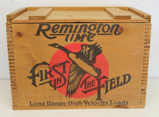 Remington UMC First in the Field Wooden Shotshell Ammo Box...