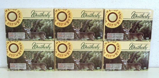 6 Full Boxes Weatherby .257 Weatherby Mag Ultra High Velocity Cartridges Ammunition