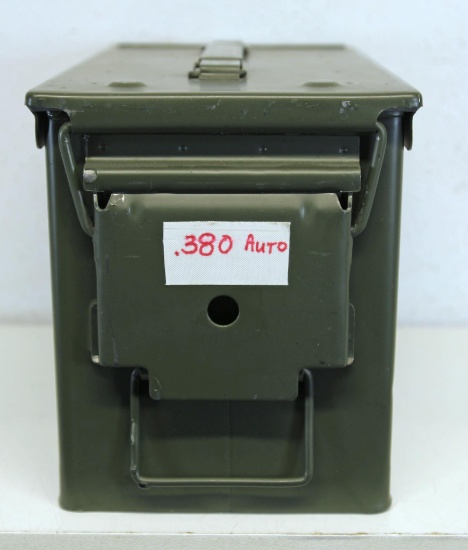 Metal Ammo Can with 18 Full Boxes of 50 .380 Auto Cartridges Ammunition - 11 Blazer, 4 Fiocchi, PMC,