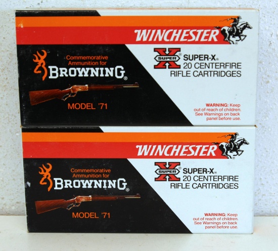 2 Full Boxes Winchester .348 Winchester 200 gr. SilverTip Commemorative Browning Model 71 Cartridges