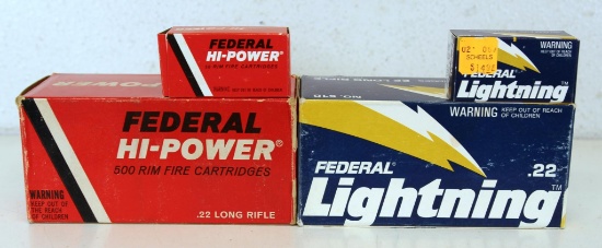 Full Brick 500 Rd Box Federal Lightning .22 LR and Full Brick 500 Rd Federal Hi-Power .22 LR