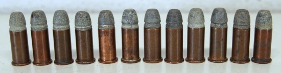 12 Rounds .44 Henry Flat Rimfire Collector Cartridges Ammunition - 10 "U" Headstamp, 2 "H" Headstamp