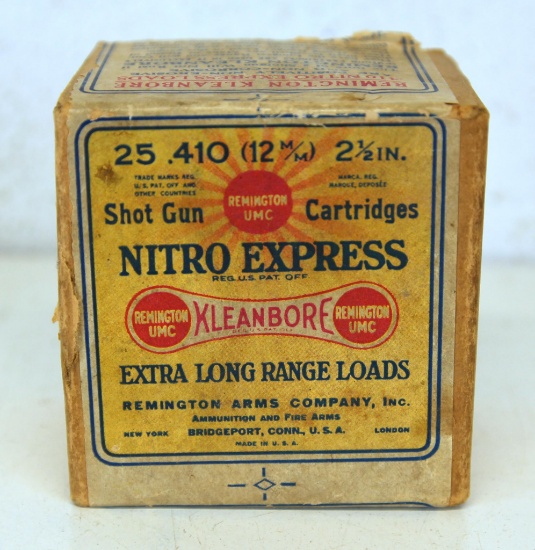 Partial Vintage Two Piece 4 Rd. Box Remington Nitro Express .410 Ga. 2 1/2" Shotshells Ammunition
